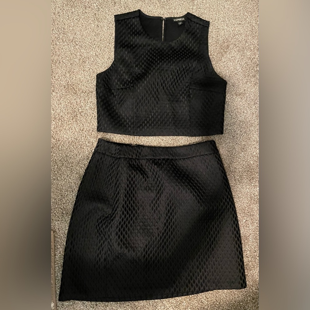 Black Matching Set, Skirt And Top From Express Gem